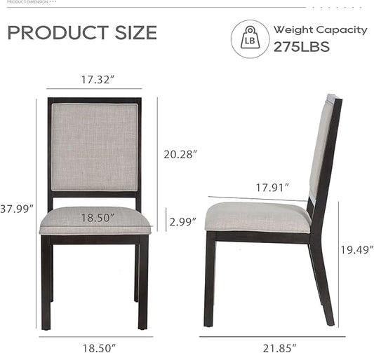 COLAMY Upholstered Dining Chairs Set of 4, Mid Century Modern Dining Room Chairs, 19 Inch Kitchen Chairs with Back for Dining Room Restaurant, Brown