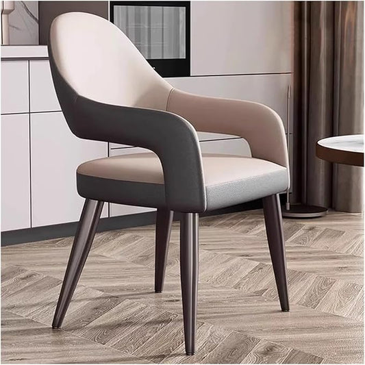 MEHWSUR Kitchen Side Chair Dining Chairs with Comfortable Backrest and Sturdy Metal Legs,Modern Upholstered PU Leather Kitchen & Office Chairs for Living Room(Gray-1)